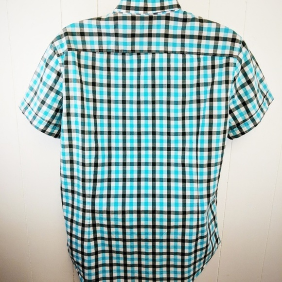 Kenneth Cole Blue Plaid Button Down Size XL - Picture 2 of 6